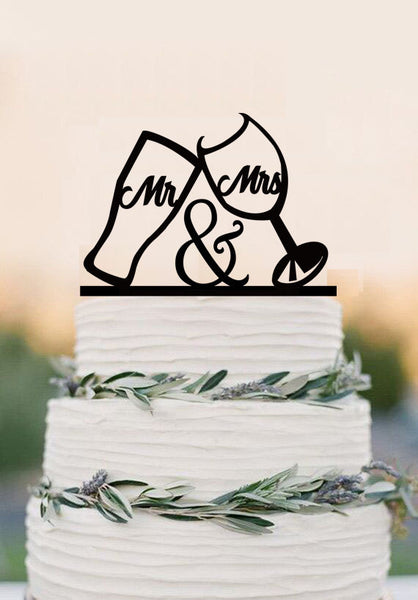 Copy of Wedding Cake Toppers, Rustic Mr and Mrs Topper, Laurel wedding cake topper with Mr and Mrs