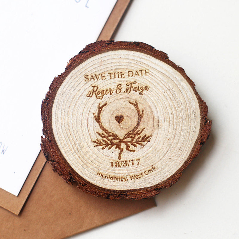 Rustic Antler wedding save the date