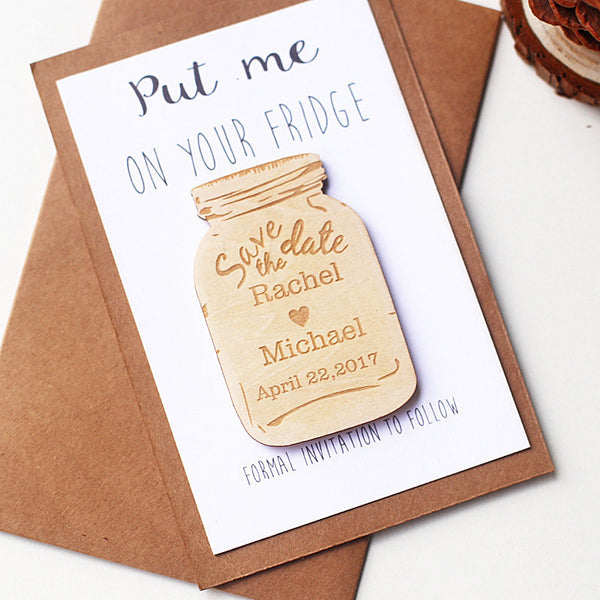 Personalized Mason Jar Save the Date Magnets