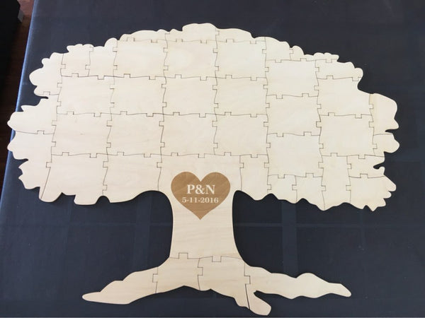 Wood Puzzle Pieces Wedding Guest Book Rustic and Fun Ideas TREE Puzzle Anniversary Rusic Guest Book