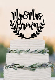Personalized Acrylic cake topper, wedding cake topper, Last names cake topper,