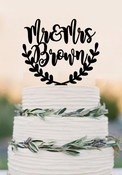 Personalized Acrylic cake topper, wedding cake topper, Last names cake topper,