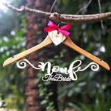 Personalized Wedding Hanger for bride groom, wooden initials heart dress hanger with name, rustic wedding, boho wedding, bridal hanger