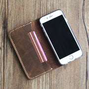 Handmade Leather IPhone 6 Case /Personalized Distressed Leather iphone 7 sleeve /iPhone 7 Plus Wallet Case/ iPhone 6s Plus case,