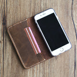 Handmade Leather IPhone 6 Case /Personalized Distressed Leather iphone 7 sleeve /iPhone 7 Plus Wallet Case/ iPhone 6s Plus case,