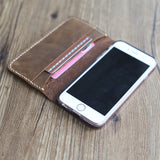 Handmade Leather IPhone 6 Case /Personalized Distressed Leather iphone 7 sleeve /iPhone 7 Plus Wallet Case/ iPhone 6s Plus case,