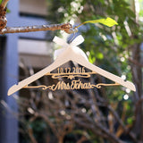Wood wedding dress hanger for bride bridesmaid, custom wedding hanger with name and date, bridal shower gifts, wedding hanger with bow, personalized name hanger