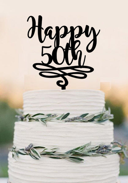 Custom Number Cake Topper 50th Anniversary Cake Topper Happy 50th Cake Topper 50th Birthday Cake Topper