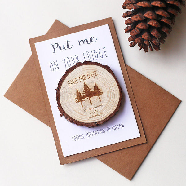 Pine tree wood slice magnets