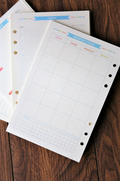 A5 Planner Inserts /Weekly Inserts /Monthly Inserts/Daily grid/To do list/