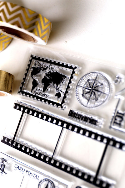 Adventure Clear rubber Stamps/Planner Stamps/Stamp Set/travel Stamps/Planning accessory/