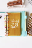 Always in my heart Planner Dividers/Planner dashboard/A5 dividers /Personal dividers /Planner divider set /gold dividers