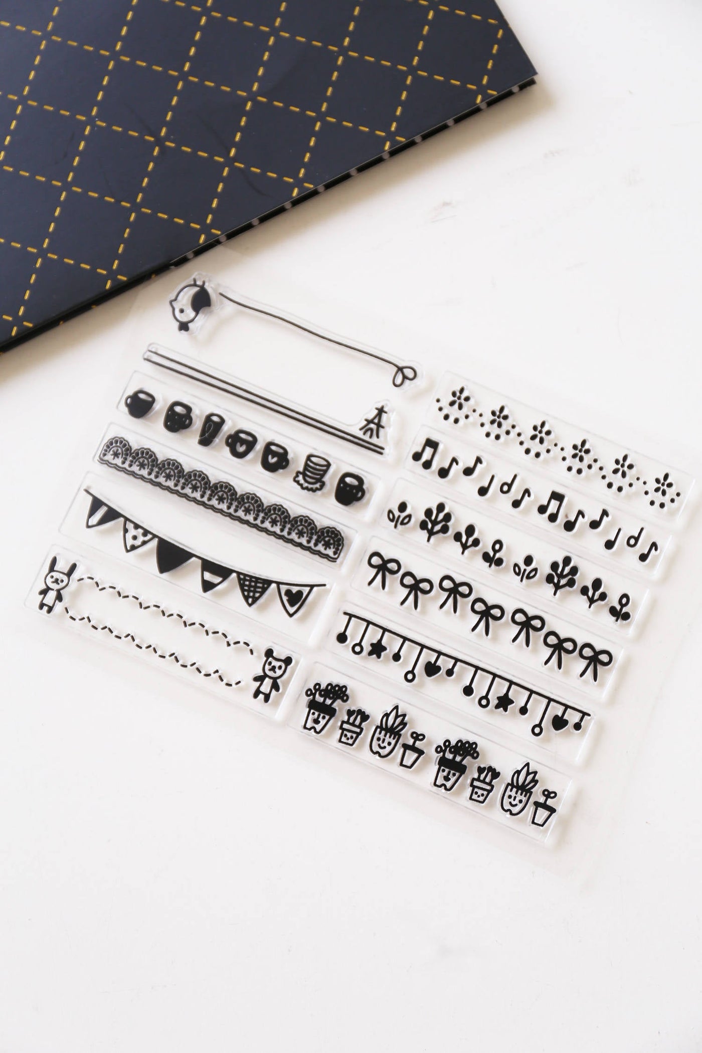 Banners clear stamp /flag Stamp, banner, Planner, music, cup, bird,Bullet Journal Stamp, flower stamp, cute stamp