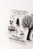 trees clear stamp/Bike Clear rubber Stamps/Planner Stamps/Stamp Set/happy birthday Stamps/Planning accessory/