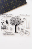 trees clear stamp/Bike Clear rubber Stamps/Planner Stamps/Stamp Set/happy birthday Stamps/Planning accessory/