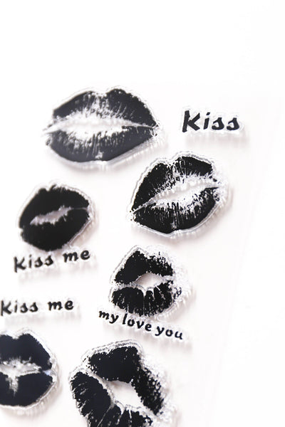 Lips Clear rubber Stamps/Kiss me clear stamp/Planner Stamps/Stamp Set/Food Stamps/Planning accessory/