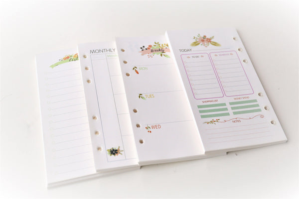 personal  Floral theme Planner Inserts /Weekly Inserts /Monthly Inserts/Daily grid/To do list/