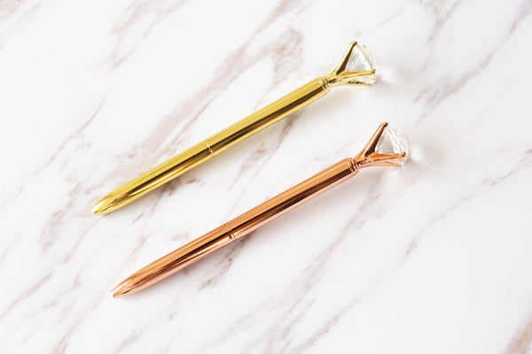 Rose gold diamond pen,gold pen, silver pen /metal metallic  fine point pen, diamond pens, black ink, planner pens,