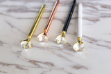 Black white diamond pen, Crystal Top pen, metal metallic  fine point pen, diamond pens, black ink, planner pens,