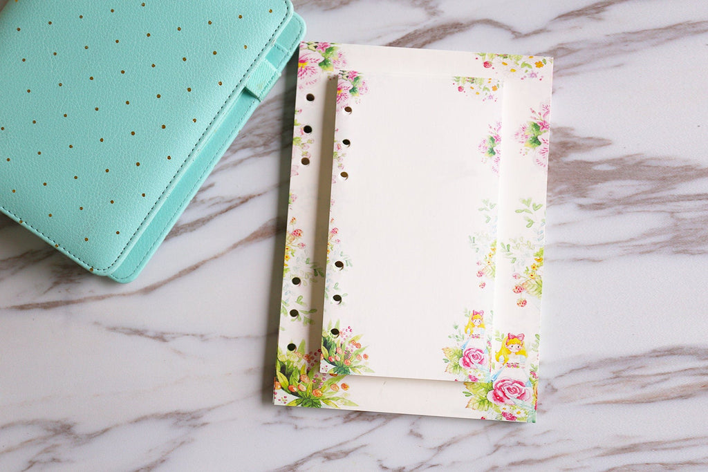 cute flowers girl planner inserts, blank filofax a5 inserts