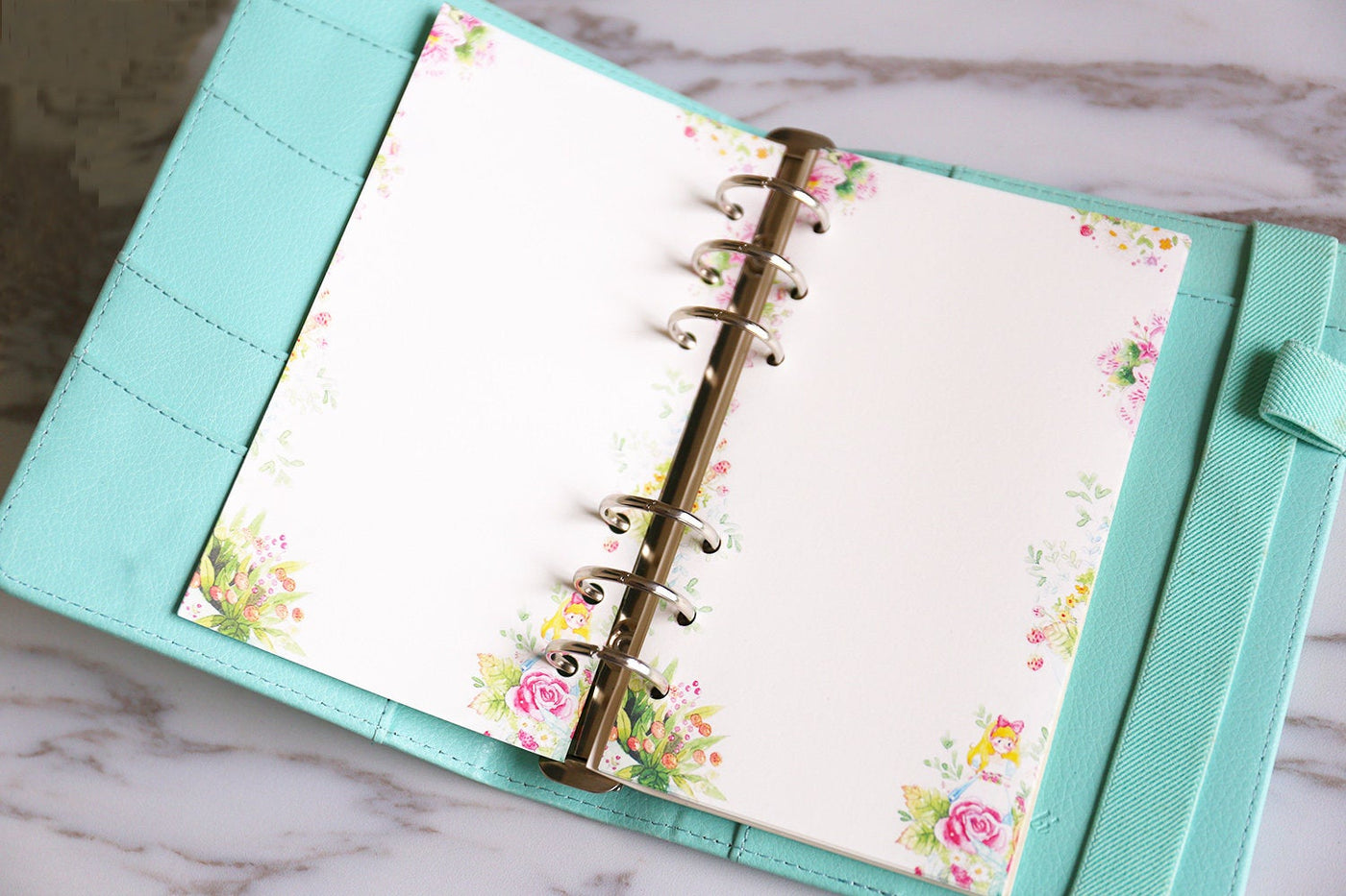 cute flowers girl planner inserts, blank filofax a5 inserts, filofax personal inserts, PRINTED garden Kawaii  inserts