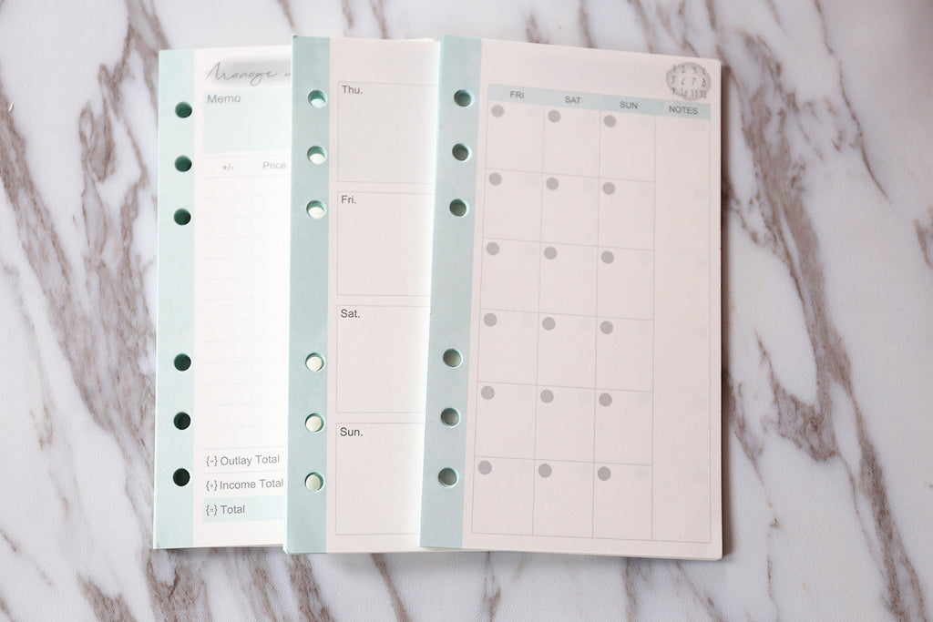 Winter A5 monthly Planner Inserts /expense Inserts /personal size