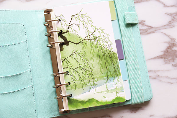 Willows Planner Dividers/A5 dividers /Personal dividers /Planner divider set /Filofax dividers /landscape painting dividers