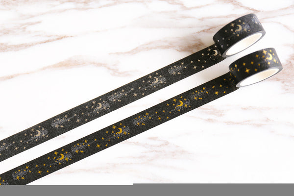 Star and moon Washi Tape/silver foil Washi tape/ Masking tape/ japanese washi tape/Planner Supplies/OT085