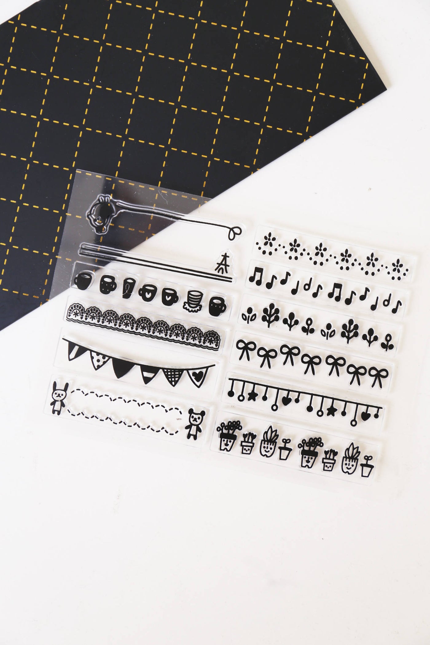 Banners clear stamp /flag Stamp, banner, Planner, music, cup, bird,Bullet Journal Stamp, flower stamp, cute stamp