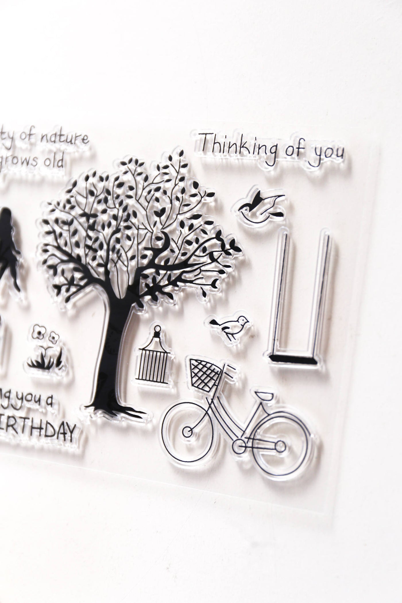 trees clear stamp/Bike Clear rubber Stamps/Planner Stamps/Stamp Set/happy birthday Stamps/Planning accessory/