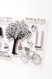 trees clear stamp/Bike Clear rubber Stamps/Planner Stamps/Stamp Set/happy birthday Stamps/Planning accessory/