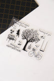 trees clear stamp/Bike Clear rubber Stamps/Planner Stamps/Stamp Set/happy birthday Stamps/Planning accessory/