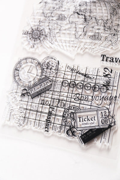 World Map Clear rubber Stamps/Planner Stamps/Stamp Set/Food Stamps/Planning accessory/