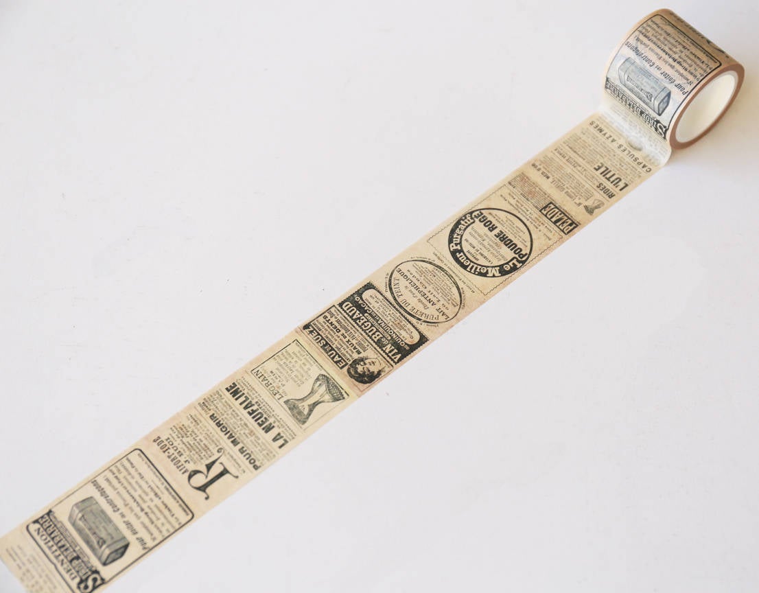 Vintage Newspaper Washi Tape/Striped Washi / Masking tape/ japanese washi tape/Planner Supplies/OT075