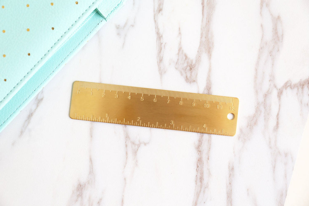 12cm Brass ruler, metal ruler, Drawing Ruler, kawaii stationery, stude –  DokkiDesign