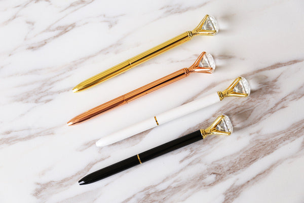 Rose gold diamond pen,gold pen, silver pen /metal metallic  fine point pen, diamond pens, black ink, planner pens,