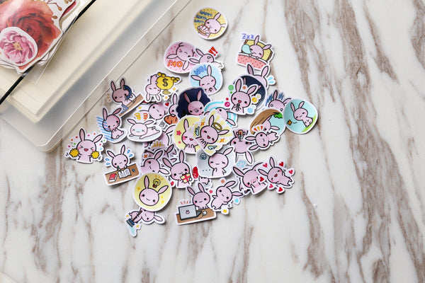 Rabbit stickers set/ Planner Stickers/ Filofax Stickers/cute bunny Sticker Flakes/Desert Watercolor stickers/OS058