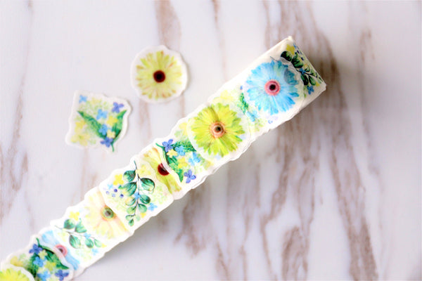 Yellow & Oange Daisy  Washi Tape/ plower petal Striped Washi tape / flower Masking tape/ japanese washi tape/Planner Supplies