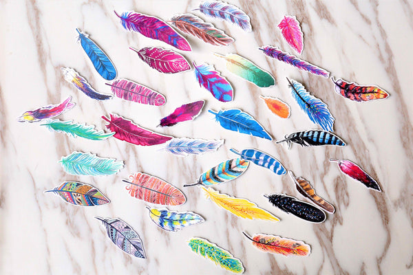 Colorful Feather Stickers/filofax stickers/planner stickers/ Planner Stickers/ Filofax Stickers/Lap top stickers/Scrapbook Sticker/