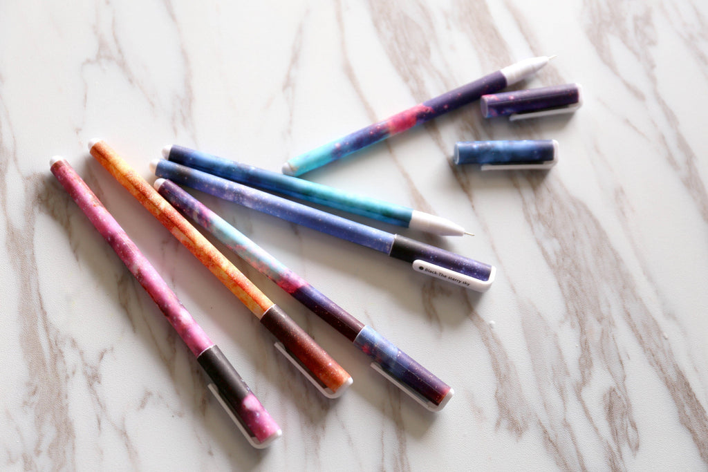 6 pcs Starry Sky Pen Set, Colorful Starry Night Milky Way Pens, Black –  DokkiDesign