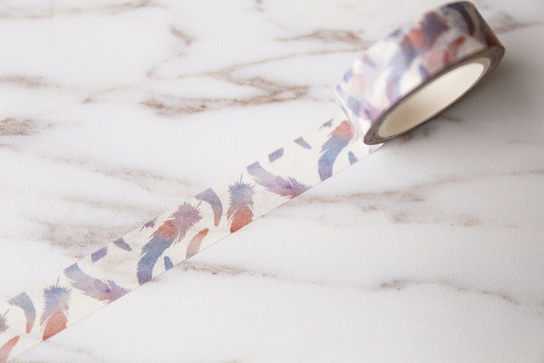 Feathers Washi Tape/purple deco Washi / Masking tape/ japanese washi tape/Planner Supplies/OT027