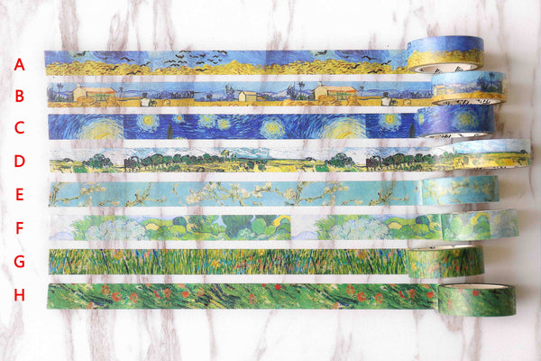 Van Gogh Wheat Washi Tapes/ painting Washi Tape/Sower Washi tape  /Wheatfield with Crows Masking tape/ japanese washi tape/Planner Supplies