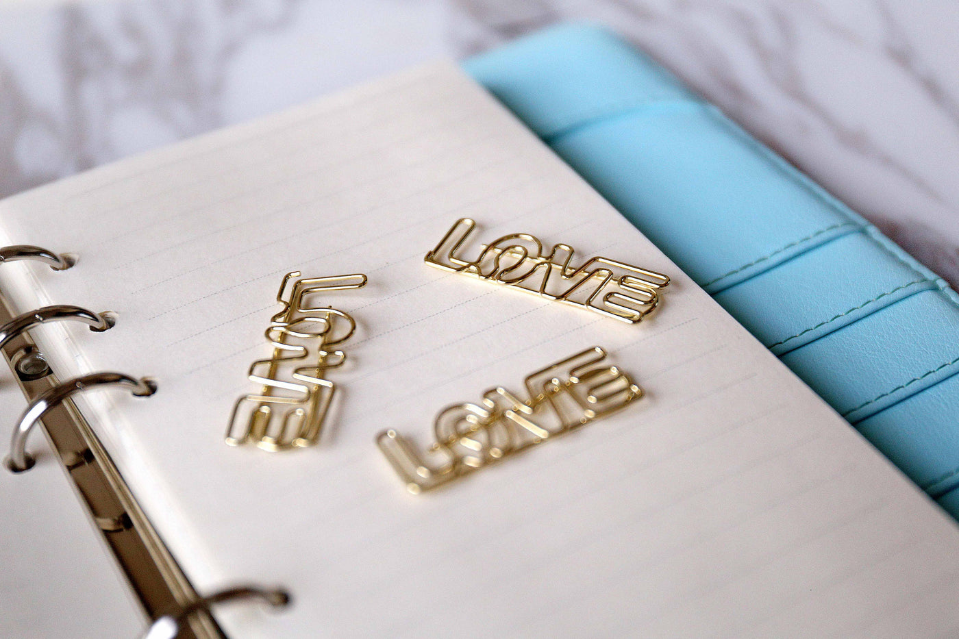 3pc Love Paper Clips, gold bookmarks Metal Paper Clip,Binder Clips,  Office Supplies, Midori Clip Planner Accessories