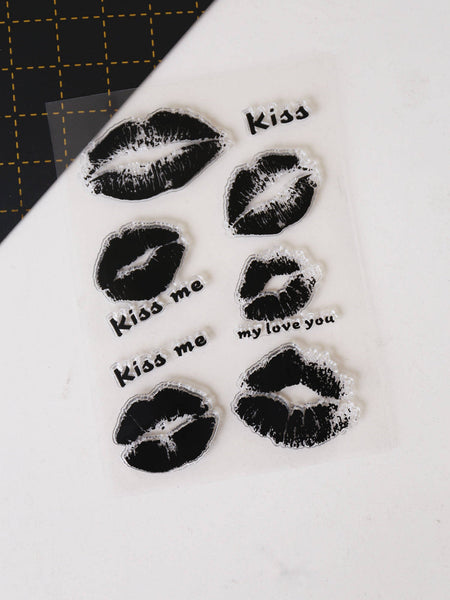 Lips Clear rubber Stamps/Kiss me clear stamp/Planner Stamps/Stamp Set/Food Stamps/Planning accessory/