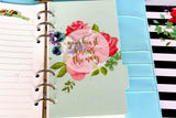 Set of 5 Rose flowers  Planner dividers/Best wishes flowers planner dividers /A5 /personal size  paper   planner dividers/