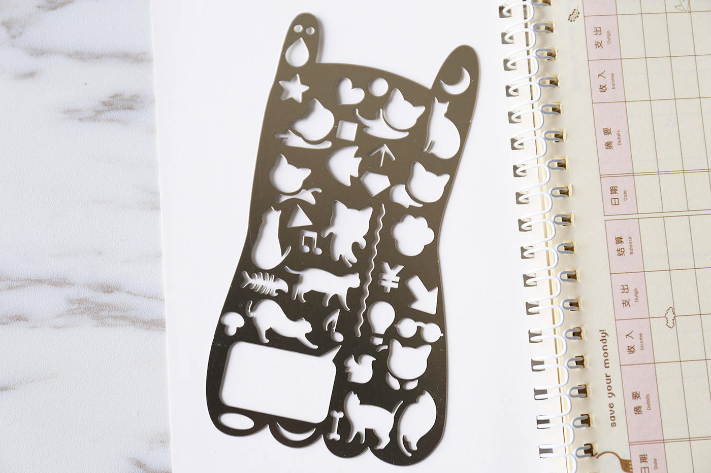 Cat Stencil/ Journal Stencil/Planner Stencil /Cute Stencil/ Shaper/Design Template/Stainless Steel/ 13 x 7 cm