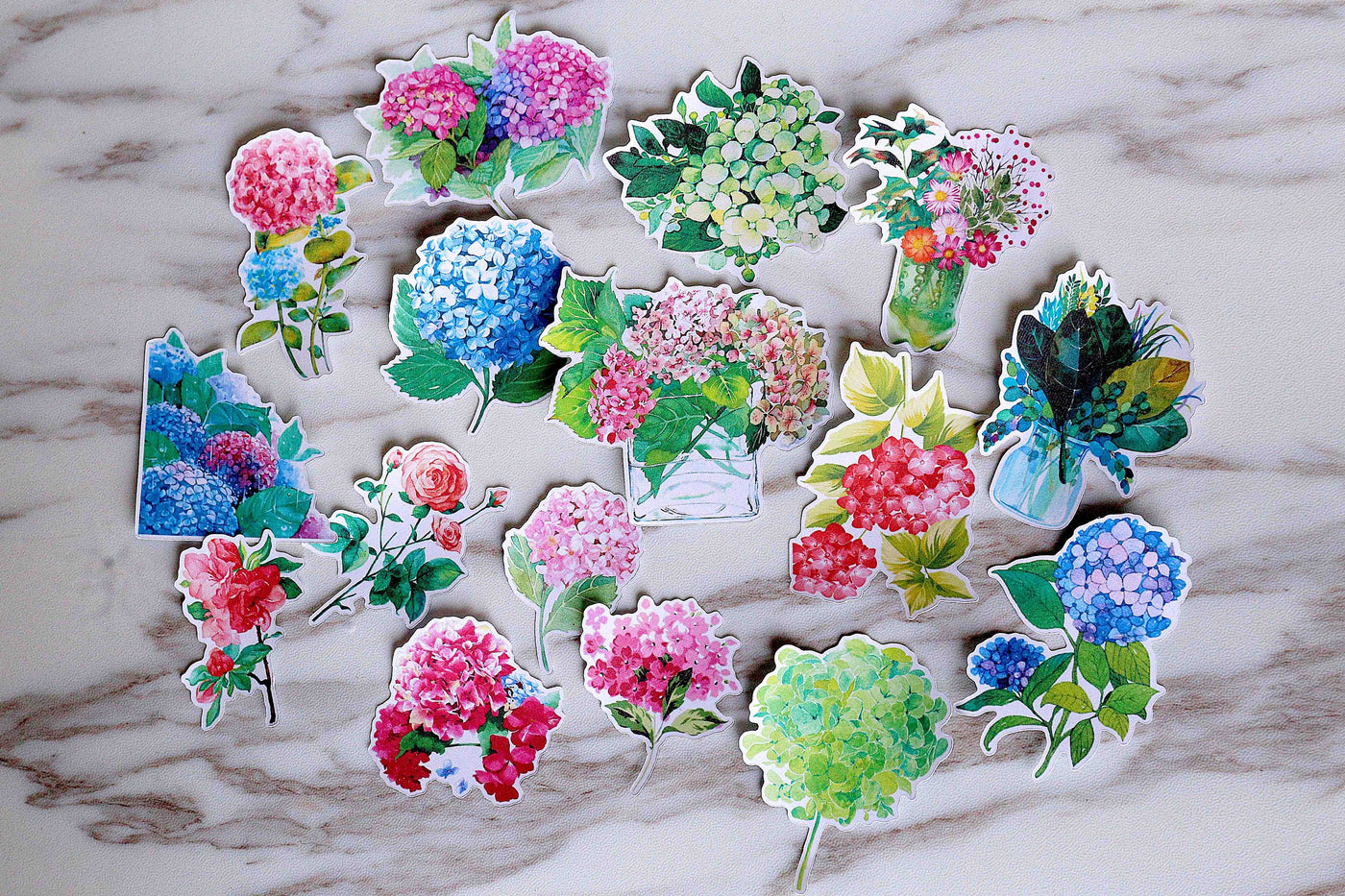 hydrangeas flowers stickers/ leaves  Stickers/ plants  Stickers/Lap top stickers/Scrapbook Sticker/