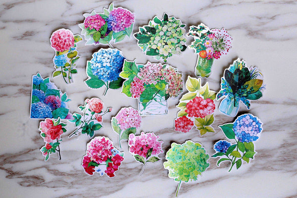 hydrangeas flowers stickers/ leaves  Stickers/ plants  Stickers/Lap top stickers/Scrapbook Sticker/