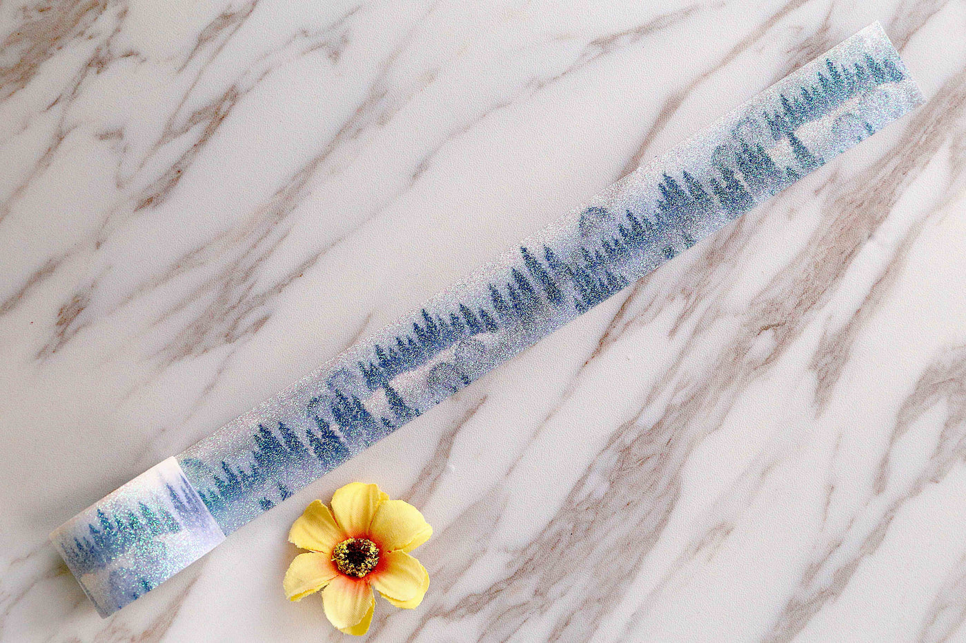 snow tree washi tape /Winter Washi  tape/Winter Wonderland Iridescent Glitter Forest Washi Tape/Christmas Gift washi tape /pine tree washi