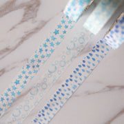Set of 3   blue Washi Tape/star  Washi tape/ Bubble  Masking tape/ raining washi tape/Planner Supplies
